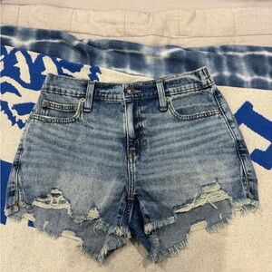 Aerie Blue Distressed Jean Shorts